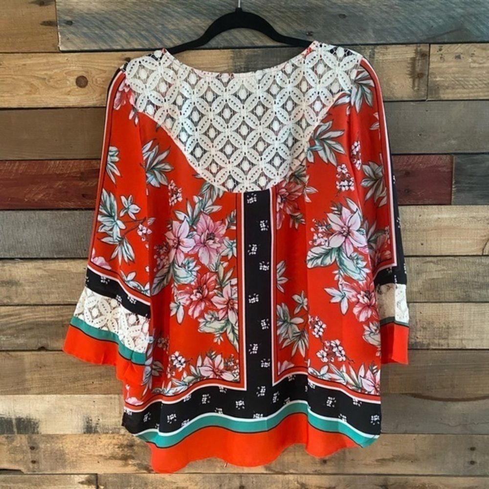 Anthropologie Fig and Flower Floral Blouse - Orange, Black, Green - Picture 2 of 8